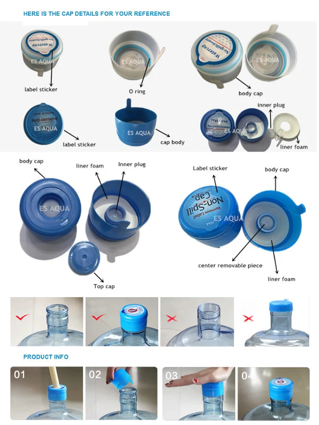 Non Spill Disposable Plastic Lid 5 Gallon Cap 20 Liter Mineral Drinking Water Bottle Cap Made in China