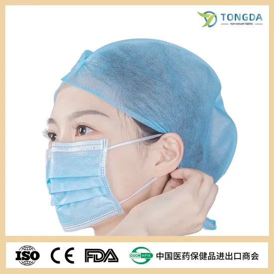 PP/SMS Surgical Head Caps Disposable Doctor Hair Cap With Tie On Back 