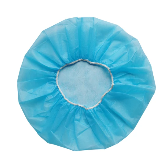 Best Selling Non Woven PP SMS Round Crimped Pleated Strip Bouffant Head Cover Disposable Cap with Elastic Band