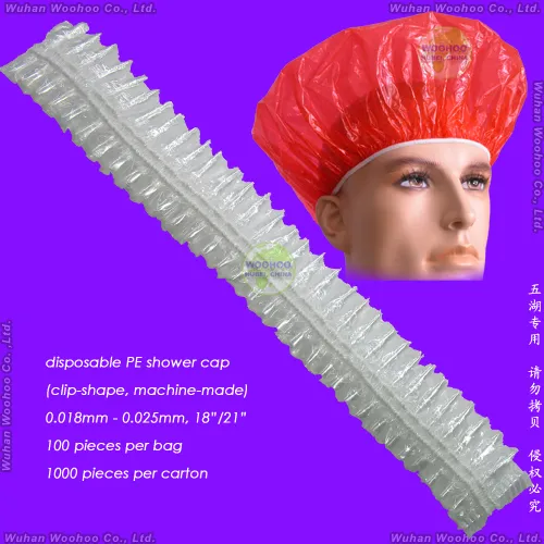 Disposable PE Strip Shower Cap 
