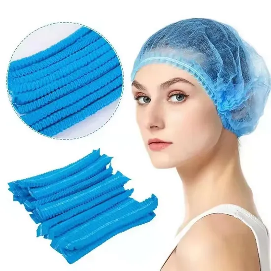 Mob Dust Caps Disposable Medical Non Woven Strip Cap Bouffant Head Cover Surgical Doctor Nurse Hat Double Elastic Clip Caps 