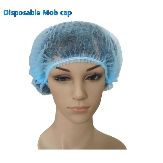 Disposable PP Non Woven Strip Clip Cap Bouffant Head Cover Hair Net Surgical Doctor Hat Round Mob Cap 