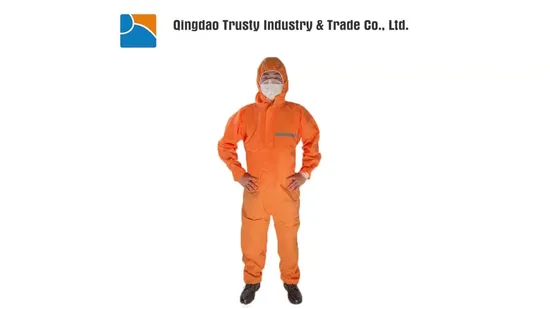 Guardwear OEM Hooded Coverall PPE Type 5 Microporous Coverall Protection Hazmat Suit Disposable Protective Clothing 