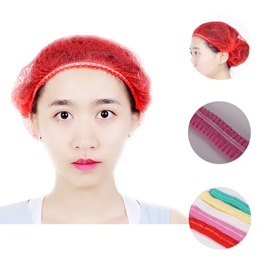 Disposable Non Woven Bouffant Clip Cap Elastic Doctor Nurse Mob Cap 
