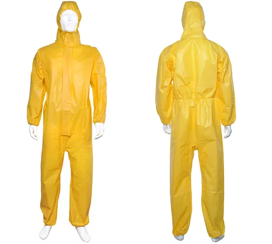 Disposable Chemical Protection Work Clothing Waterproof PE PP Clean Room Garment Hood with Thumb Loop Boot Collar 
